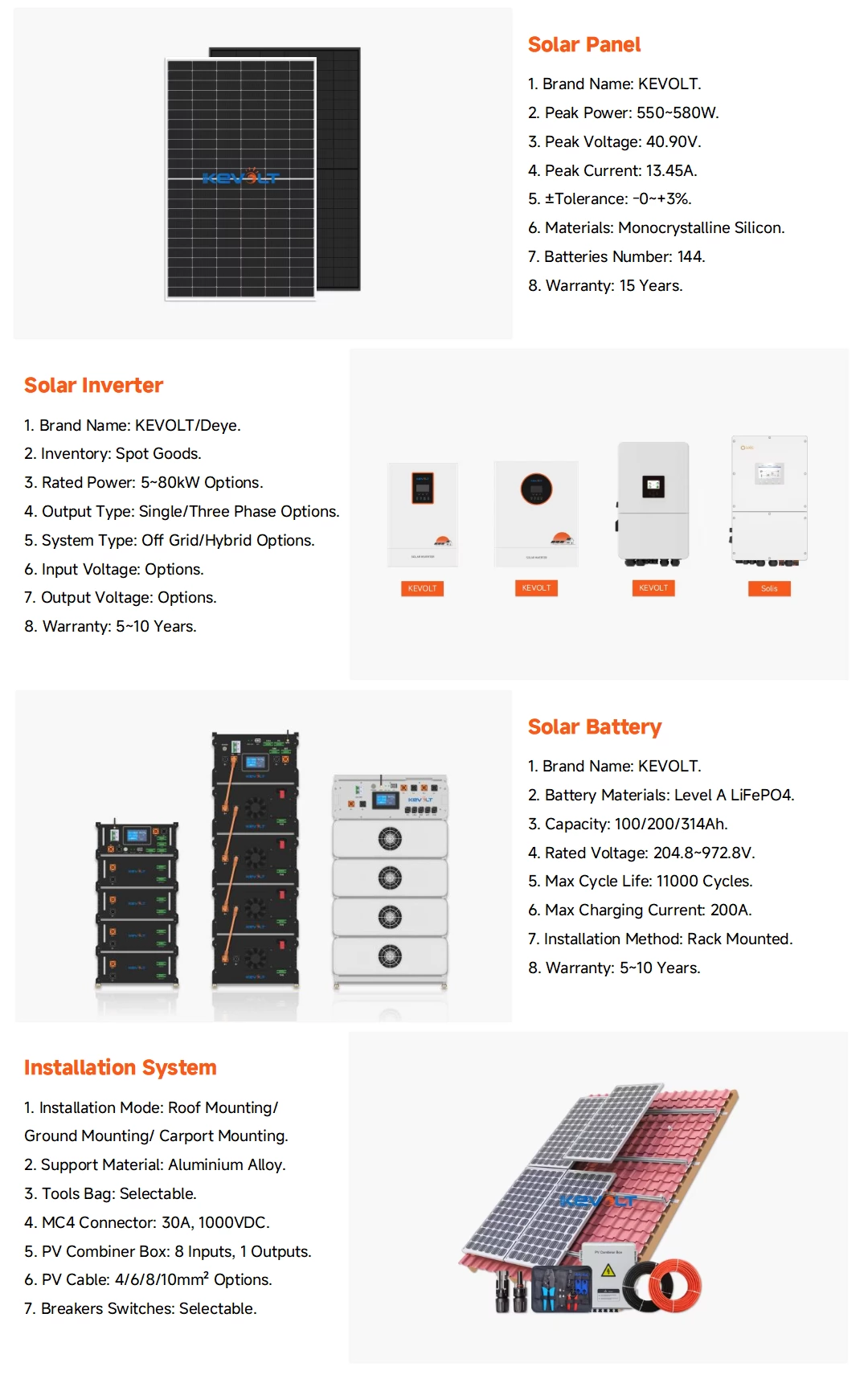 Customized 5 to 100kW Off Grid and Hybrid Solar System